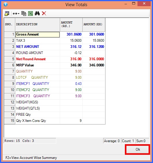 fmcg sale return view totals